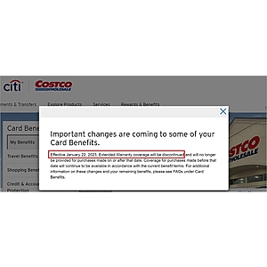 Citi Dropping Extended Warranty Benefit on Costco Credit Cards