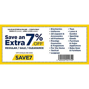 Navy Exchange (Military/Veterans Only) 7% Off Sitewide & In Store