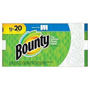Bounty Select-A-Size 2-Ply Mega Roll Paper Towels: 60-Ct $56, 12-Ct $13 + Free Store Pickup