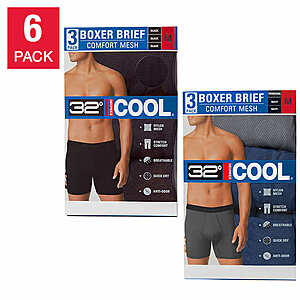 Costco Members: 6-Pack 32 Degrees Men's Comfort Mesh Boxer Briefs (Multi) $21 + Free Shipping