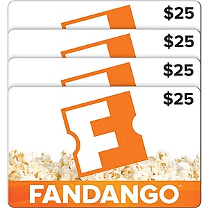 Costco Members: 4-Pack $25 Fandango Gift Card (Digital) $69.99