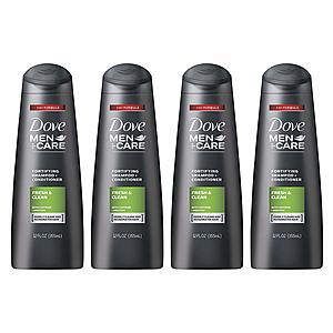 4-Ct 12oz Dove Men+Care 2 in 1 Shampoo and Conditioner (Fresh & Clean) $7.20