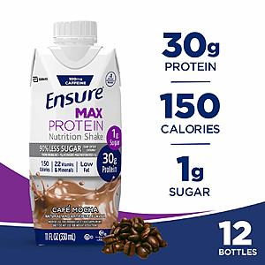 12-Count 11-Oz Ensure Max 30g Protein Nutritional Shake (Various flavors) from $10.7 w/ S&S + Free s/h