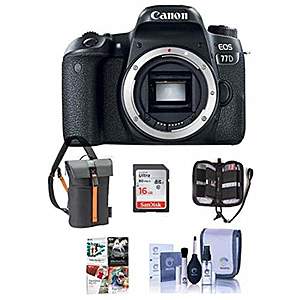 Canon EOS 77D DSLR (Camera Body) thru Amazon - Bundle with 16GB SDHC Card, Holster Case, Cleaning Kit, Memory Wallet, Card Reader, Software Package $649