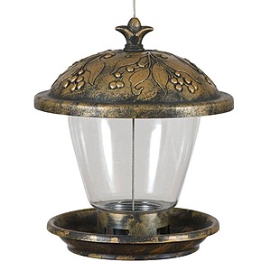 Rustic Gold Chalet Plastic Hanging Bird Feeder $4.  Reg $16.  F/S from Home Depot.