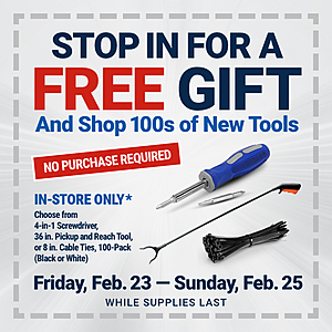 Harbor Freight Stores: 4-In-1 Screwdriver, 36" Pickup/Reach Tool or 8" Cable Ties Free w/ Printable Coupon (No Purchase Req. thru 2/25)