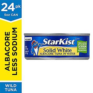 2 x 24 pack StarKist Solid White Albacore Tuna in Water 25% Less Sodium, 5 Oz $52 After 15% Coupon, $10 off & S&S