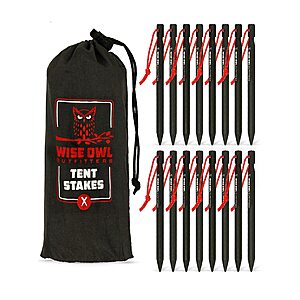 Wise Owl Outfitters 16 pack aluminum tent stakes - $9.99 at Amazon