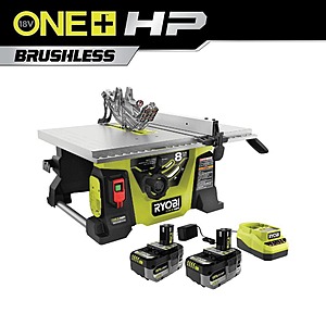 RYOBI ONE+ HP 18V Brushless Cordless 8-1/4 in. Compact Portable Jobsite Table Saw Kit with (2) 4.0 Ah Batteries and Charger $200 at Home Depot  In-Store YMMV