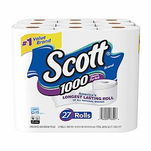 27-Count Scott 1000-Sheet One Ply Toilet Paper Rolls 3 for $38.75 w/ S&S + Free S&H
