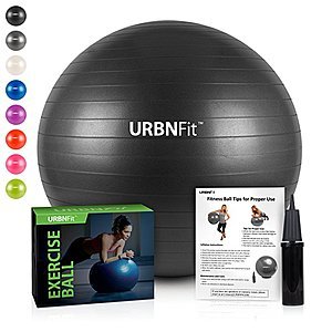 URBNFit 65cm Exercise Stability Ball w/ Hand Pump (Black) $9 + Free Shipping