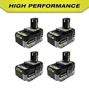 RYOBI ONE+ 18V batteries, $10/Ahr - (2) 4.0 Ah and (2) 6.0 Ah HIGH PERFORMANCE for $199