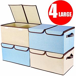 Larger Foldable Collapsible Storage Bin Organizer Cubes w/ Lid, Handles & Removable Divider [4-Pack] $21.44 @ Amazon