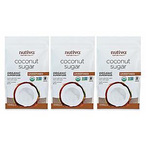 Nutiva Organic, non-GMO, Unrefined Granulated Coconut Sugar, 1-pound (Pack of 3) for $5.56 w/ S&S + Free Shippping > Now $7.19
