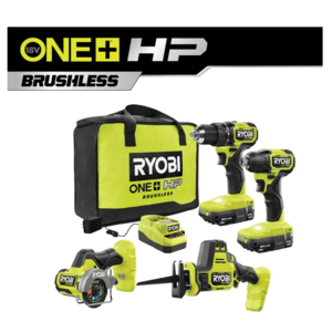 RYOBI ONE+ HP 18V Brushless 4-Tool Kit w/ 2x 2.0 Ah Batteries, Charger, & Bag $149 + Free Shipping
