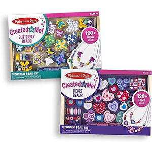 Limited-time deal: Melissa & Doug Sweet Hearts and Butterfly Friends Bead Set of 2 - 250+ Wooden Beads - $18.30