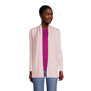 Lands End Women's Cotton Open Long Cardigan Sweater (Soft Tea Rose) $3.75 + free shipping with email sign up