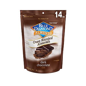 14-Oz Blue Diamond Almonds (Oven Roasted Dark Chocolate) $5 w/ S&S + Free Shipping w/ Prime or on $25+