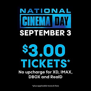 National Cinema Day; Movie Theater Ticket (Regal, AMC, & More) $3