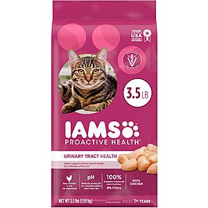 3.5-lb Iams Proactive Health Adult Urinary Tract Health Dry Cat Food w/ Chicken Cat Kibble Bag $5.24 + Free Shipping w/ Prime or on orders over $25