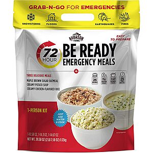 Augason Farms 72-Hour Be Ready Emergency Meal Kit (26 Servings) $13.45 + Free Shipping w/ Prime or on orders $25+