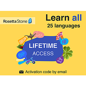 Rosetta Stone 25 Languages Lifetime Subscription $119.98