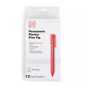 12-Pack TRU RED Fine Tip Permanent Markers (Red or Blue) $1.30 + Free Shipping