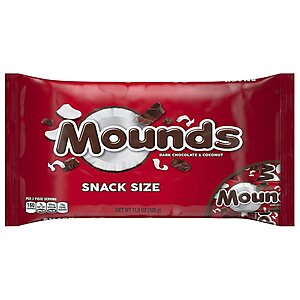 11.3-Oz Mounds Snack Size Candy Bars (Dark Chocolate & Coconut) $1.20 + Free Store Pickup at Walgreens ($10 Minimum Order)