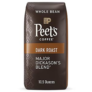 10.5-Oz Peet's Coffee Dark Roast Whole Bean Coffee (Major Dickason's Blend) $4.73 w/ S&S + Free Shipping w/ Prime or on orders over $35