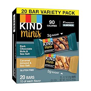 20-Count 0.7-Oz KIND Minis (Dark Chocolate Nuts & Sea Salt/ Caramel Almond & Sea Salt) $8.25 w/ S&S + Free Shipping w/ Prime or on $35+