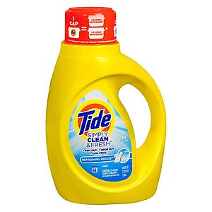 Tide Simply Clean Laundry Detergent (various): 40oz Refreshing Breeze $2 + Free Store Pickup