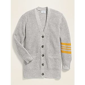 Old Navy Extra 50% Off: Girls Shaker-Stitch Button-Front Sweater (Gray) $5 & More + Free S/H