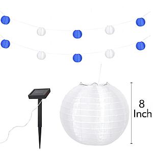 Outdoor Solar LED String Lights: 32' 10-Light Solar Chinese Lantern String Light $24 & More + Free S/H $45+