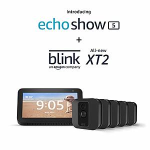 Blink XT2 Outdoor/Indoor Smart Security Camera – 5 camera kit WITH FREE Echo Show 5 $284.99