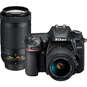 Best Buy $799 - Nikon - D7500 DSLR 4K Video Two Lens Kit with 18-55mm and 70-300mm Lenses - Black