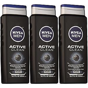 Prime members  (Pack of 3) NIVEA Men Active Clean Body Wash 16.9 fl. oz. $8.48