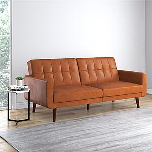 Better Homes & Gardens Nola Modern Futon (Camel Brown Faux Leather) $240 + Free Shipping