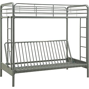 DHP Twin-Over-Futon Convertible Couch and Bed w/ Metal Frame and Ladder (Silver) $190.04 + Free Shipping