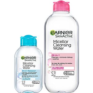13.5-Oz Garnier SkinActive Micellar Cleansing Water + 3.4-Oz Waterproof Makeup Remover $8.60 w/ S&S + Free Shipping w/ Prime or on $25+