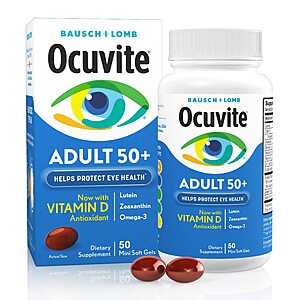 50-Count Bausch & Lomb Ocuvite Adult 50+ Eye Vitamin & Mineral Softgel Supplement w/ Lutein & Zeaxanthin $8.17 w/ S&S + Free Shipping w/ Prime or on $25+