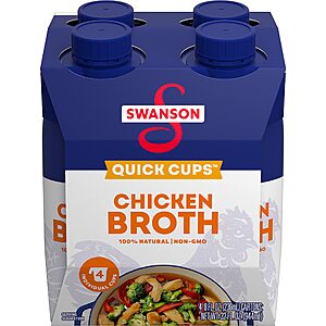 4-Pack 8-Oz Swanson Chicken Broth Quick Cups $3.75 w/ Subscribe & Save