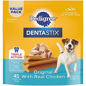 45-Count Pedigree DENTASTIX Dog Dental Treats for Small/Medium Dogs (Original Flavor) $8.95 (.20c Ea) w/S&S + Free Shipping w/ Prime or on $35+