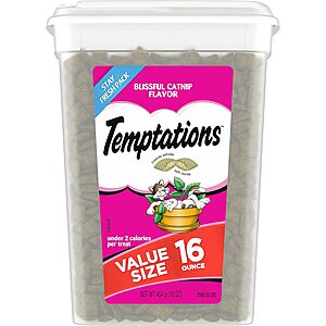 16-Oz Temptations Crunchy & Soft Cat Treats (Various Flavors) $5.95 & More w/ Subscribe & Save