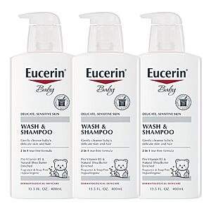 3-Pack 13.5-Oz Eucerin Baby Wash & Shampoo  2 in 1 Tear Free Formula & Fragrance Free $16.77 ($5.59 Ea)+ Free Shipping w/ Prime or on $35+