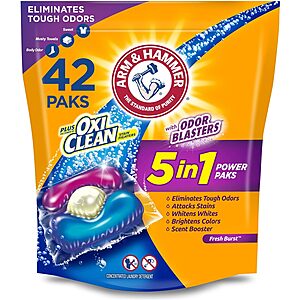 42-Ct Arm & Hammer Plus OxiClean w/ Odor Blasters Laundry Detergent Paks $5.78 (.14c Ea) w/ S&S + Free Shipping w/ Prime or on $35+