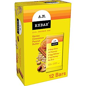 12-Count 1.9-Oz RXBAR A.M. Protein Bars (Honey Cinnamon Peanut Butter) $16.07 ($1.34 Ea) w/ S&S + Free Shipping w/ Prime or on $35+