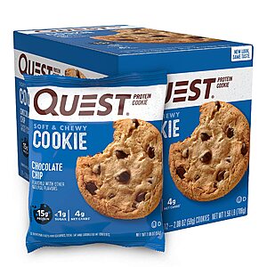 Quest Nutrition Chocolate Chip Protein Cookie, Keto Friendly, High Protein, Low Carb, Soy Free, 12 Count "Packaging may vary" - $11.76 w/5+ items or $13.71 S&S at Amazon