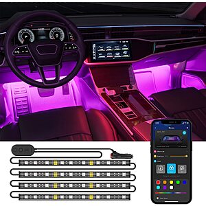 Govee RGB 4 Pcs/48 (16 millions colors) Led Car Strip Lights, Smart APP Control [via bluetooth], Music Sync & DIY Mode, Cigarette Charger Plug, 12V DC $7.99 FREE Shipping Prime