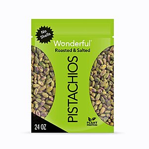 Wonderful Pistachios, No Shells, Roasted & Salted Nuts, 24oz Resealable Bag~$11.99 @ Amazon~Free Prime Shipping!