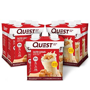 Quest Nutrition Ready to Drink Salted Caramel Protein Shake, High Protein, Low Carb, Gluten Free, Keto Friendly, 12 Count~$17.32 @ Amazon